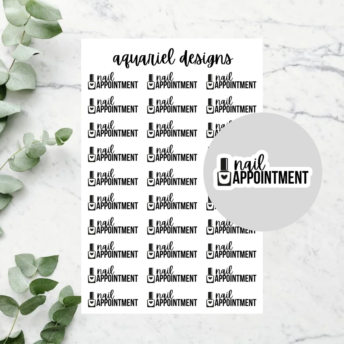 Nail Appointment Stickers for Planners, Bullet Journals, Calendars, etc.