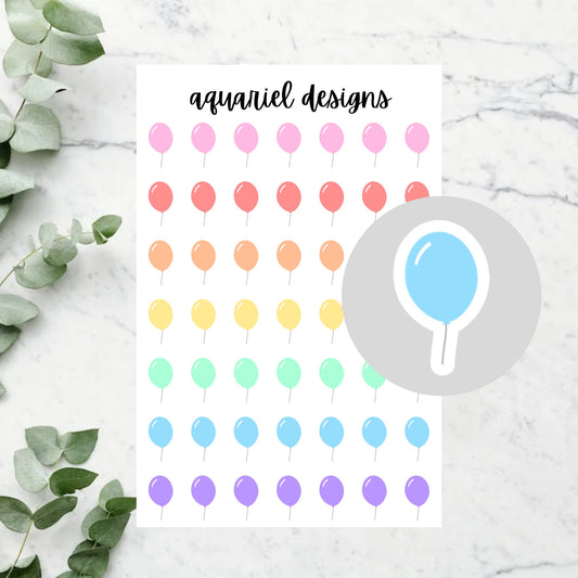 Pastel Birthday Balloon Icon Stickers for Planners, Bullet Journals, Calendars, etc.