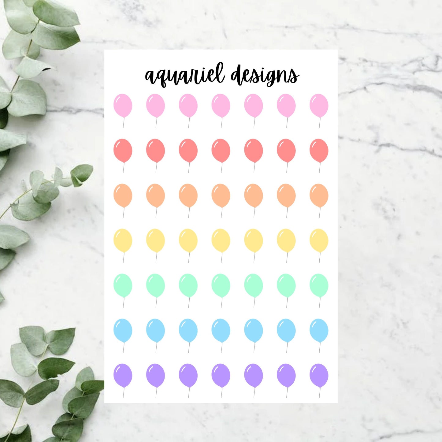 Pastel Birthday Balloon Icon Stickers for Planners, Bullet Journals, Calendars, etc.