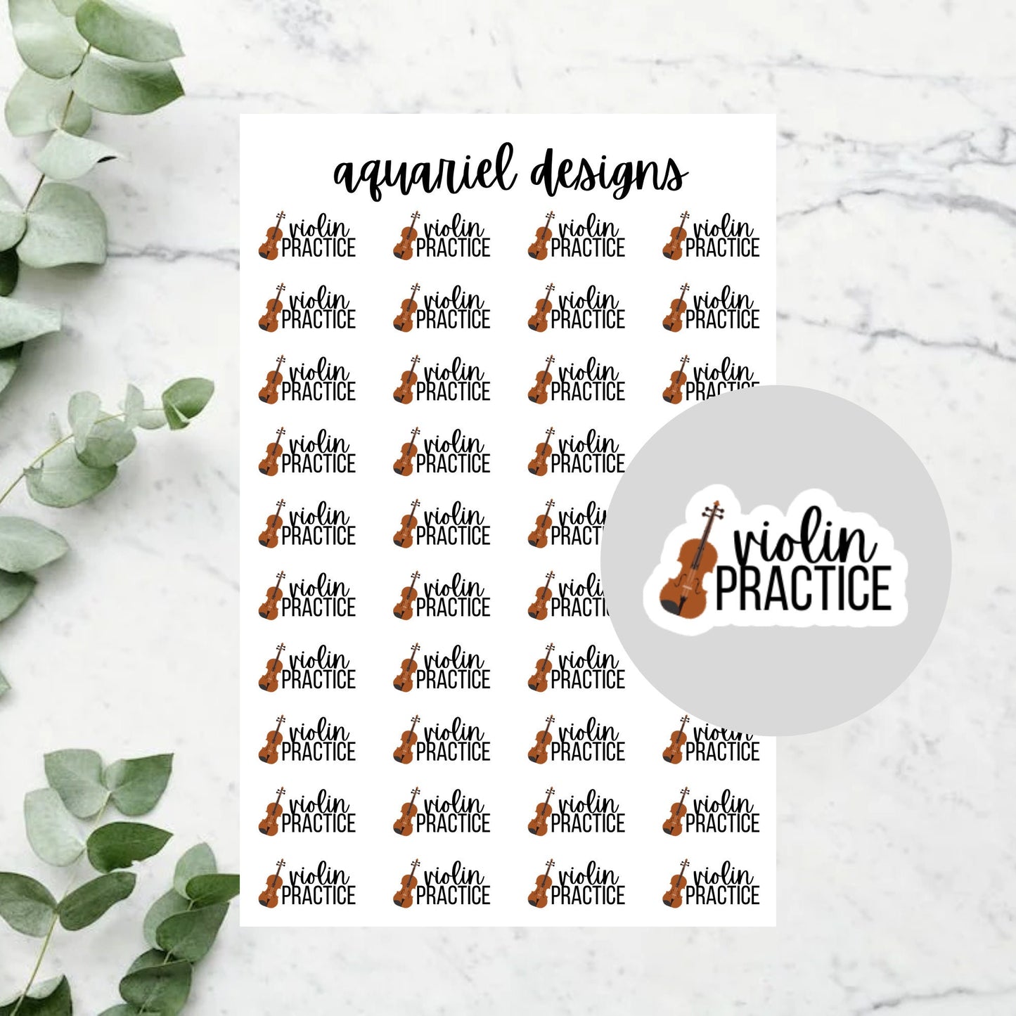 Violin Practice Stickers for Planners, Bullet Journals, Calendars, etc.