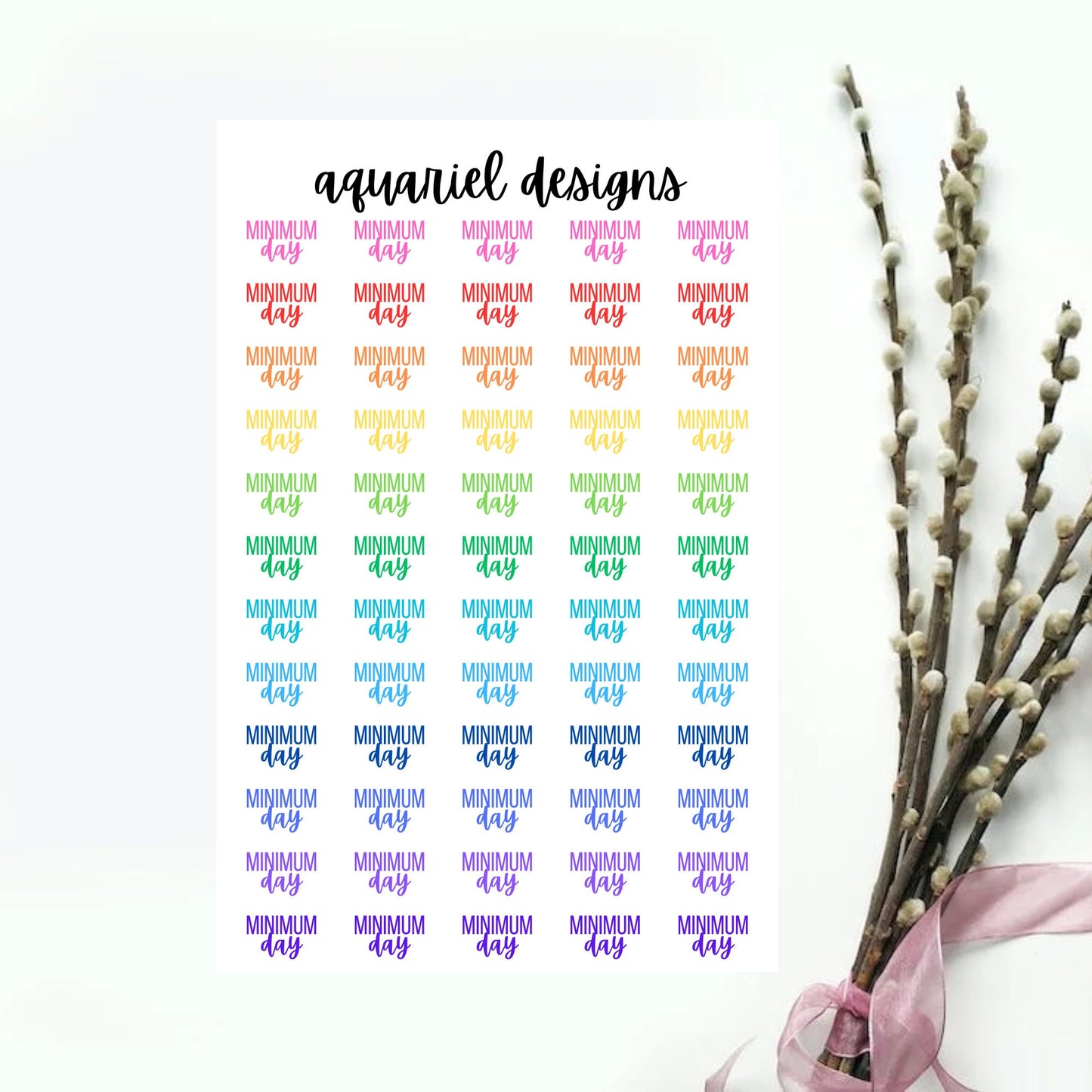 Minimum Day Stickers, Set of 60 Minimum Day Text Planner Stickers, Minimum Day Bullet Journal Stickers