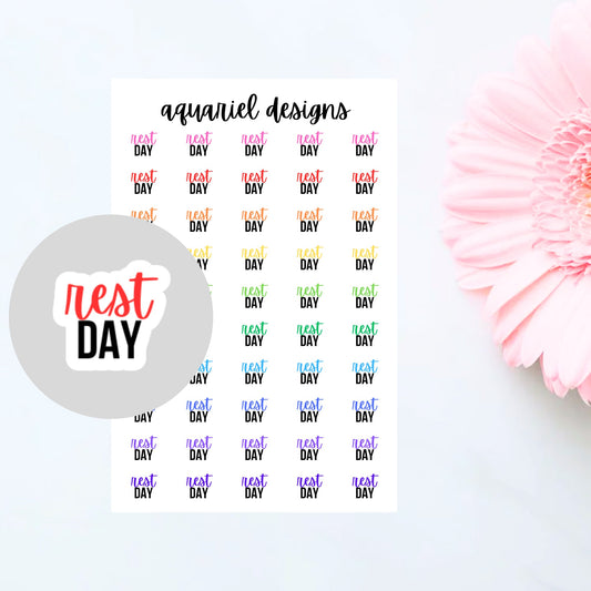 Rest Day Stickers, Fitness Planner Stickers, Set of 50 Rest Day Stickers, Gym Bullet Journal Stickers