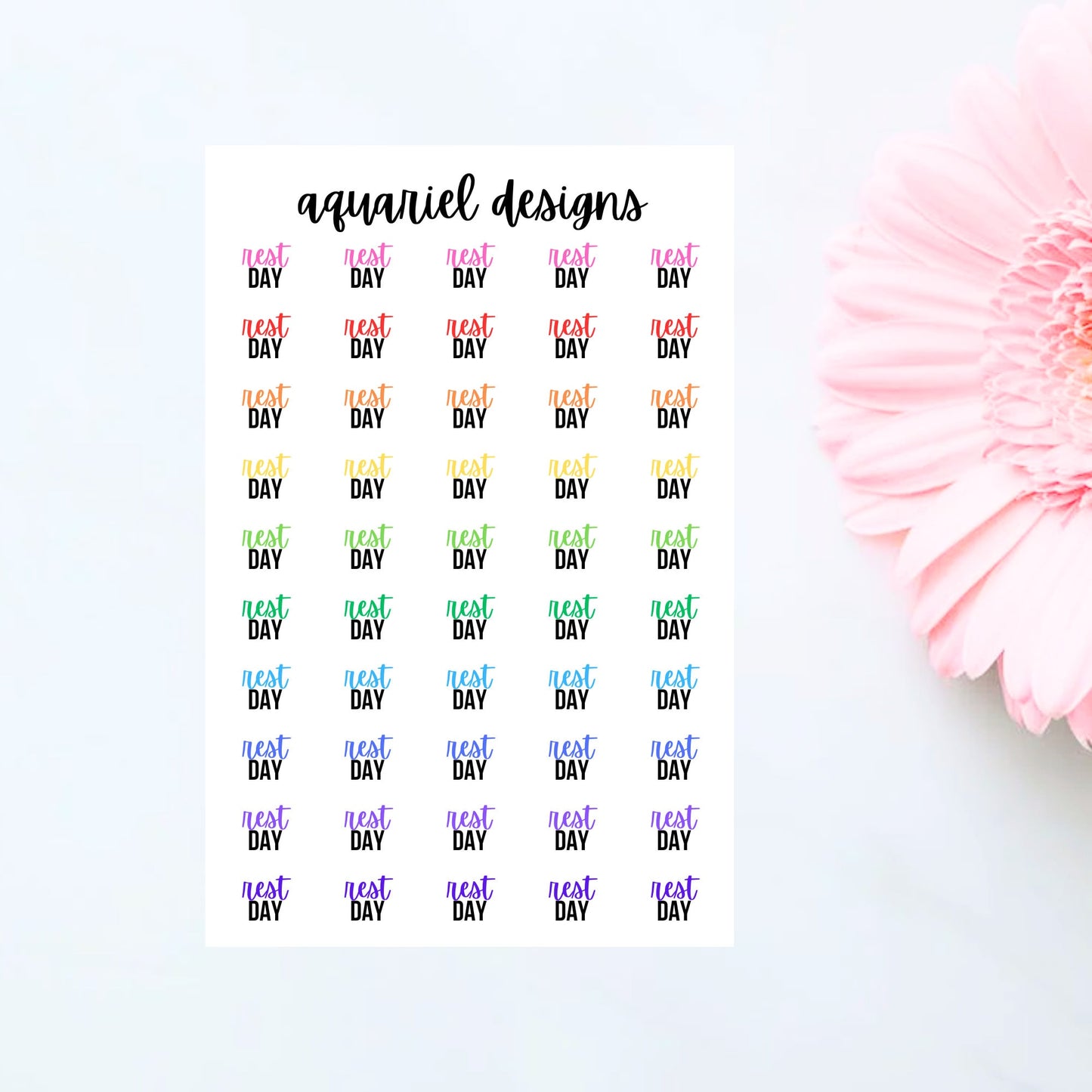 Rest Day Stickers, Fitness Planner Stickers, Set of 50 Rest Day Stickers, Gym Bullet Journal Stickers