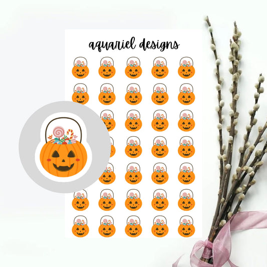 Halloween Pumpkin Trick or Treat Stickers for Planners, Bullet Journals, Calendars, etc.