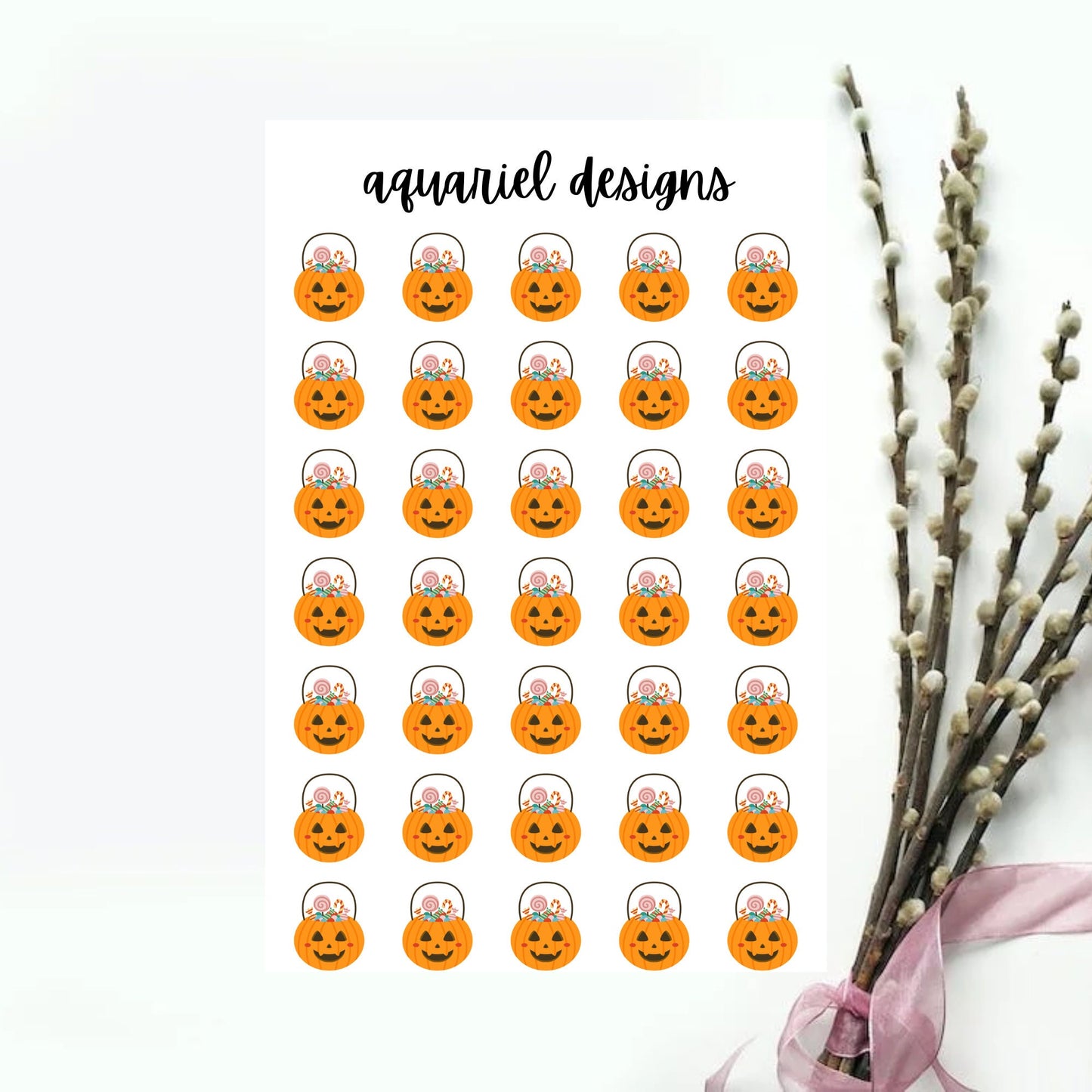 Halloween Pumpkin Trick or Treat Stickers for Planners, Bullet Journals, Calendars, etc.