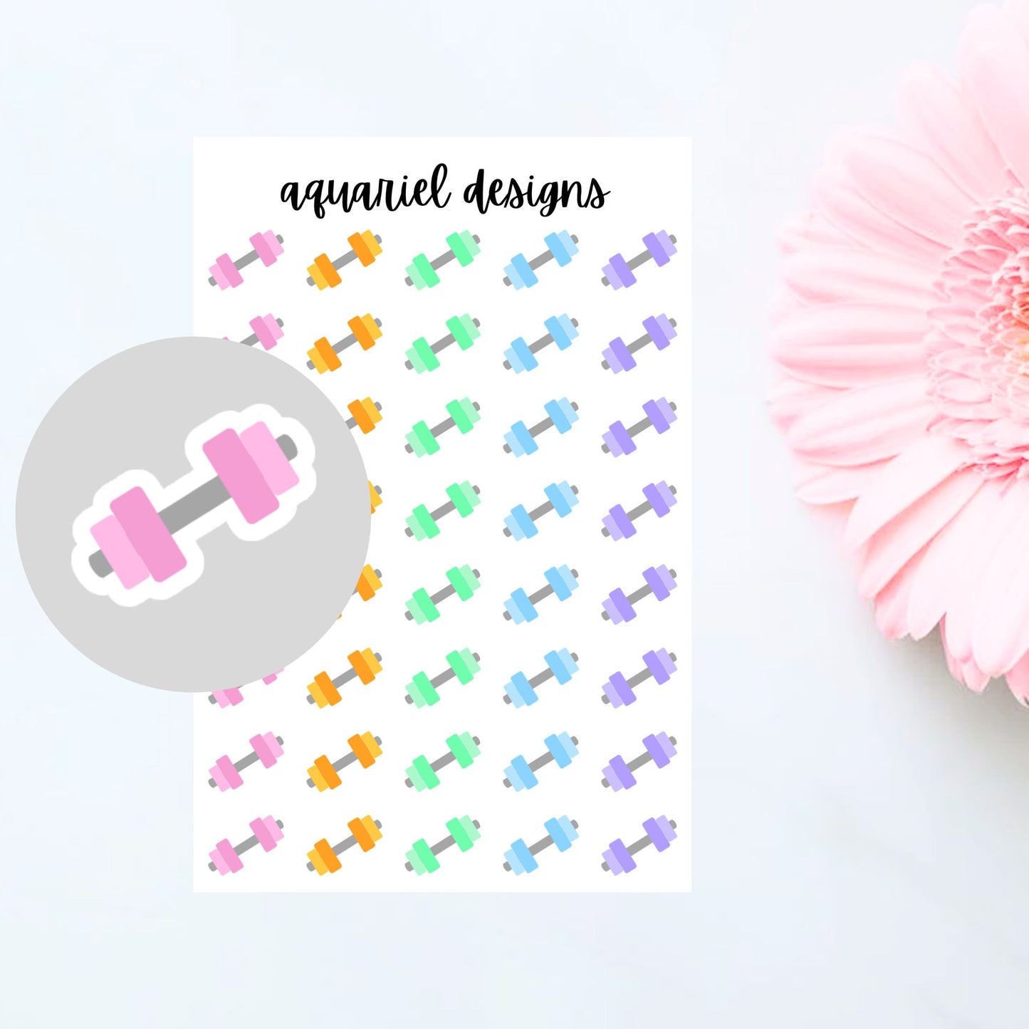 Weight Lifting Stickers, Lifting Planner Stickers, 40 Weight Stickers for Planners, Calendars, Bullet Journals, etc.