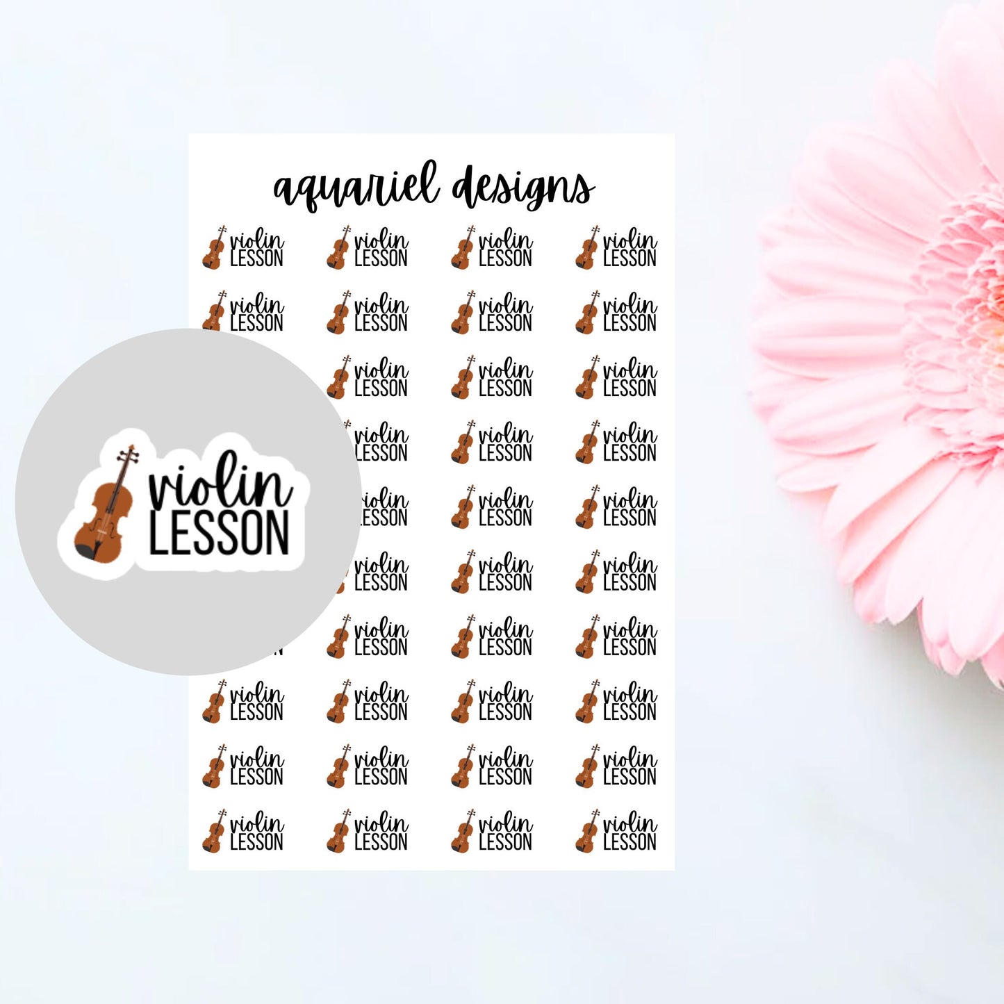 Violin Lesson Stickers for Planners, Bullet Journals, Calendars, etc.