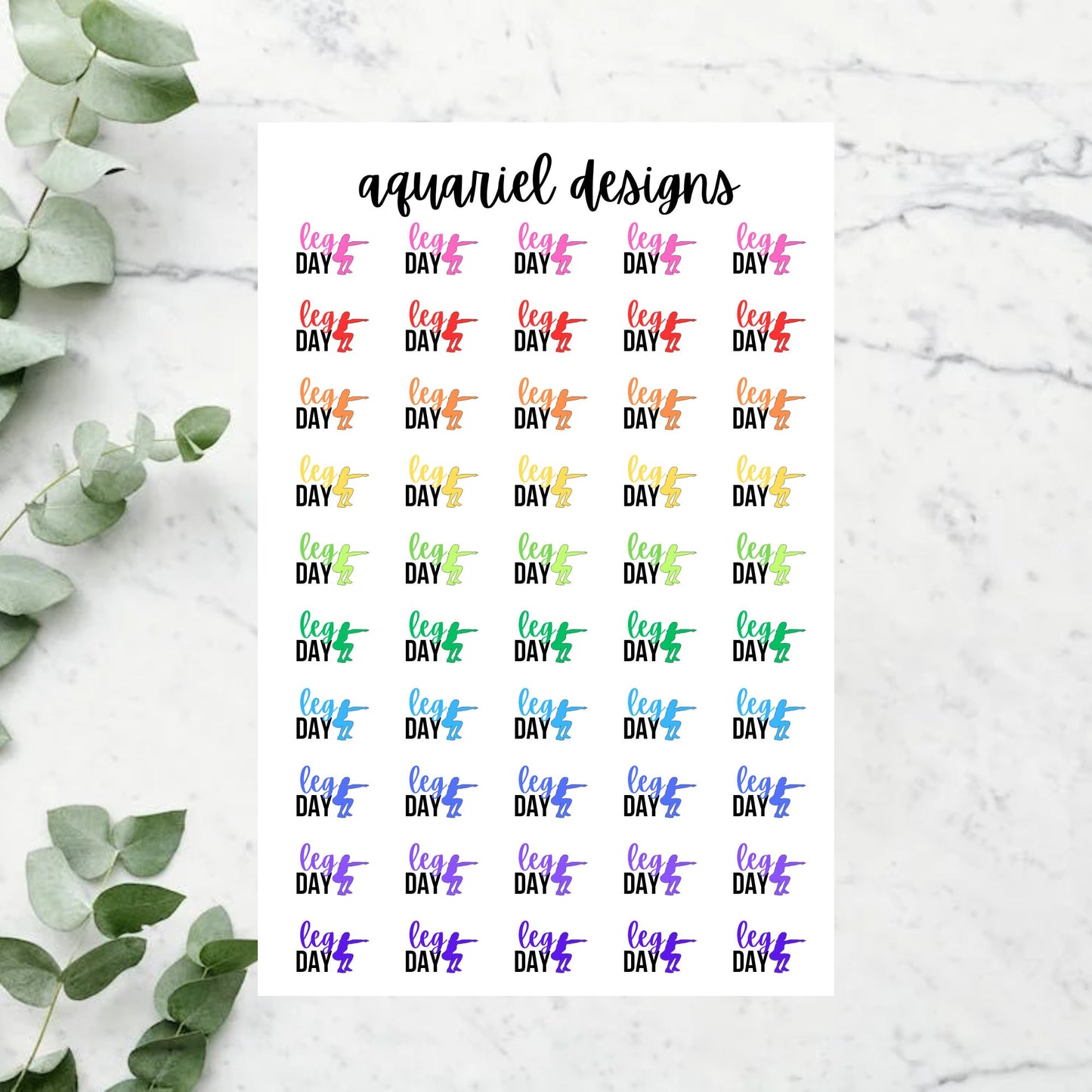 Leg Day Stickers, Fitness Planner Stickers, Set of 50 Leg Day Stickers, Gym Bullet Journal Stickers