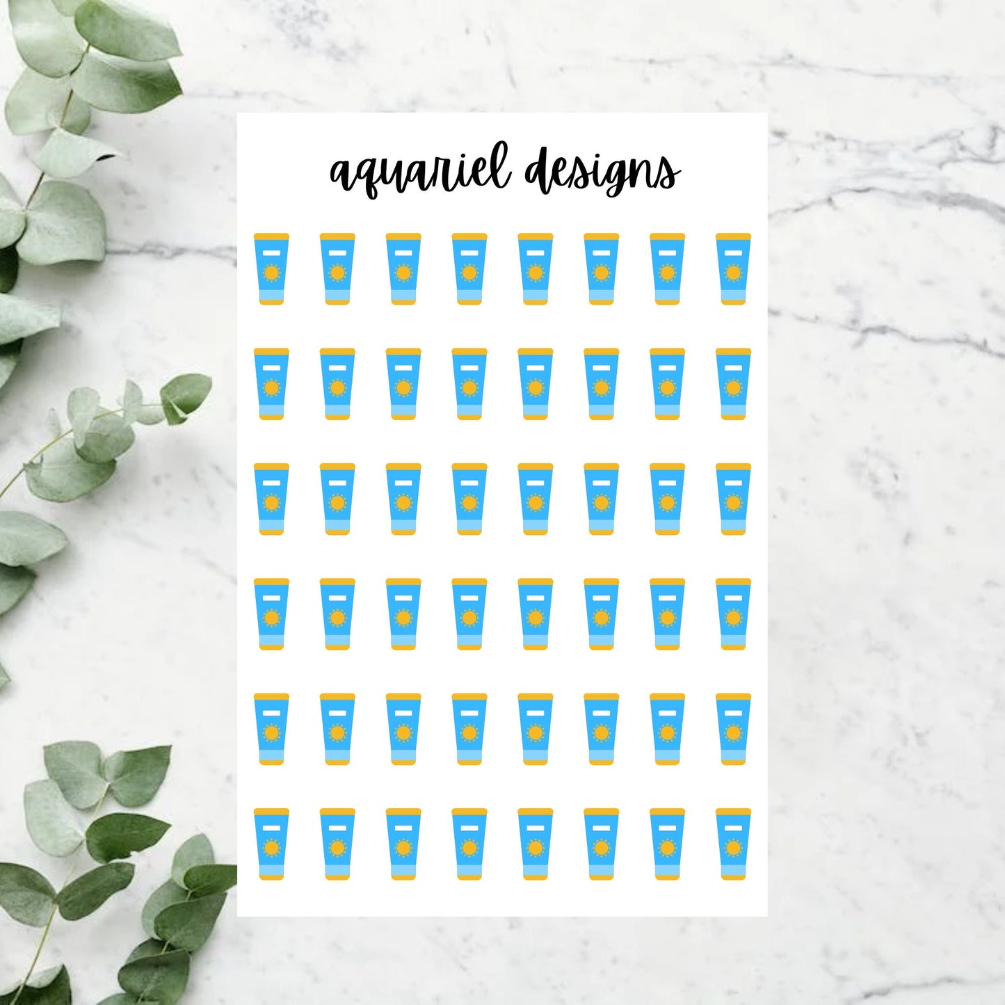 Sunscreen Sunblock Skincare Stickers for Planners, Bullet Journals, Calendars, etc.