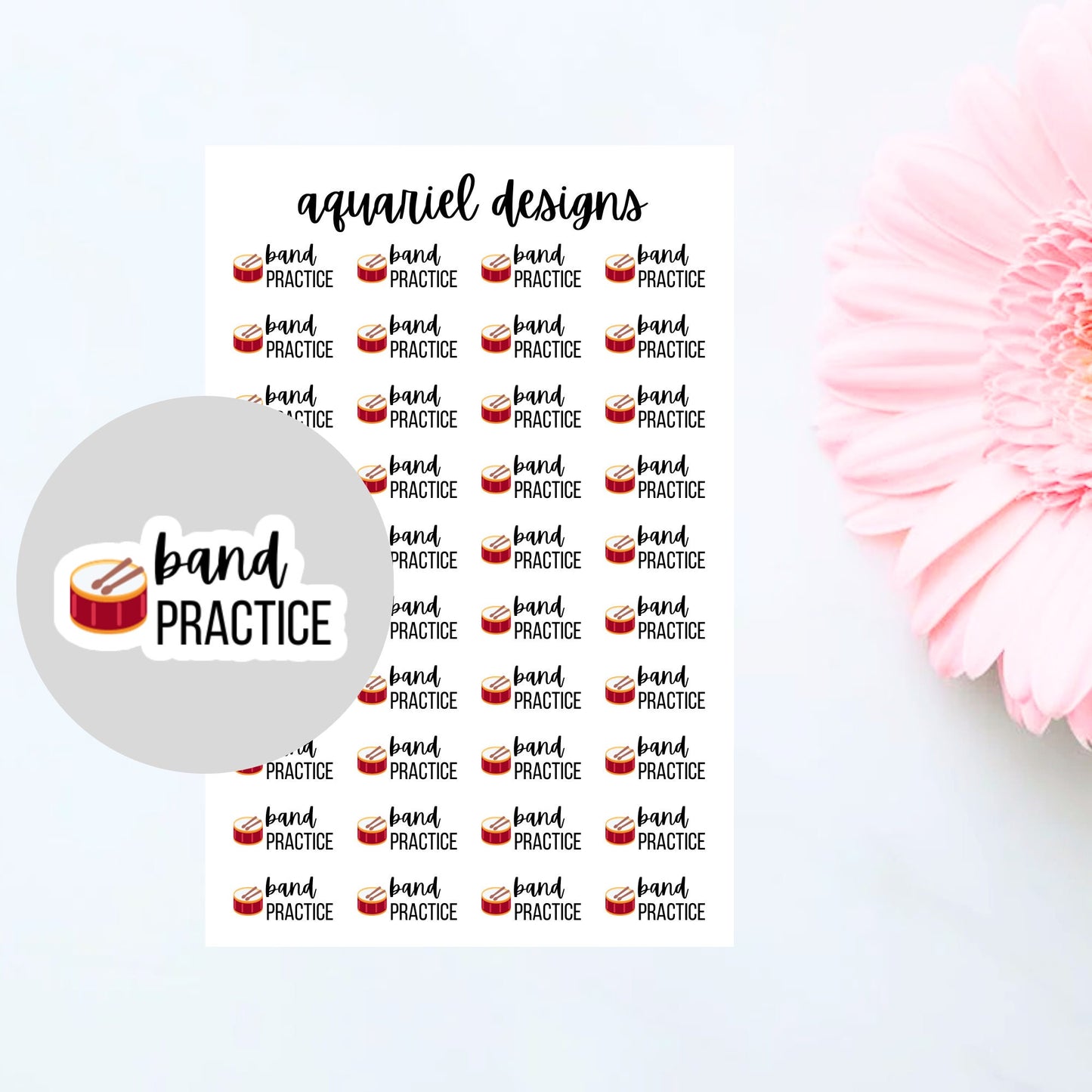 Band Practice Stickers for Planners, Bullet Journals, Calendars, etc.