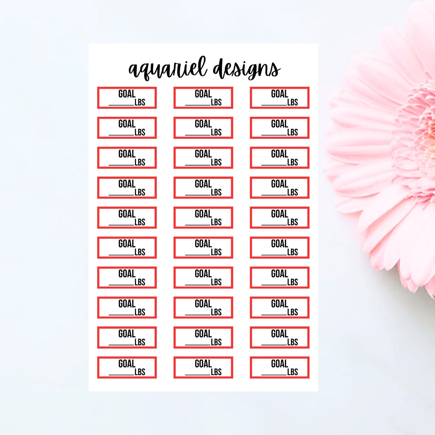 Weight Goal Box Stickers for Planners, Bullet Journals, Calendars, etc.