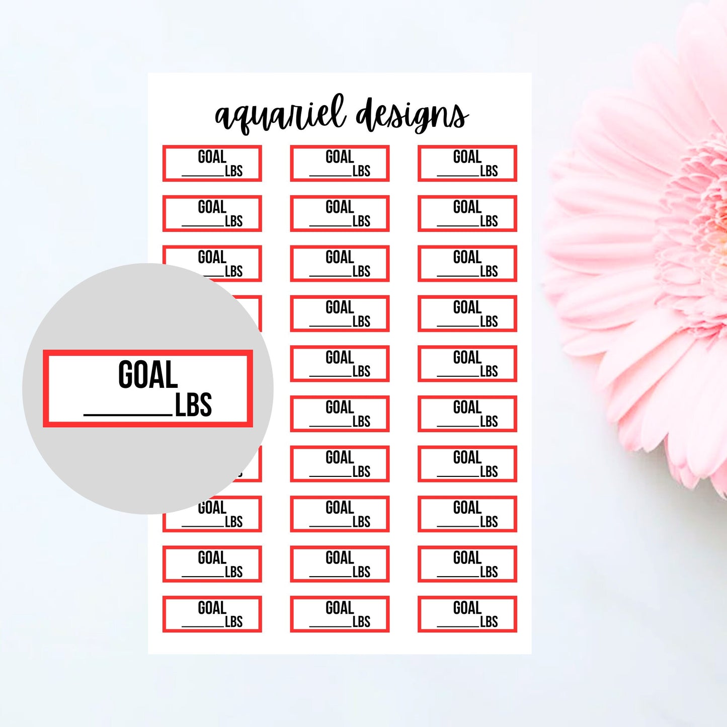 Weight Goal Box Stickers for Planners, Bullet Journals, Calendars, etc.