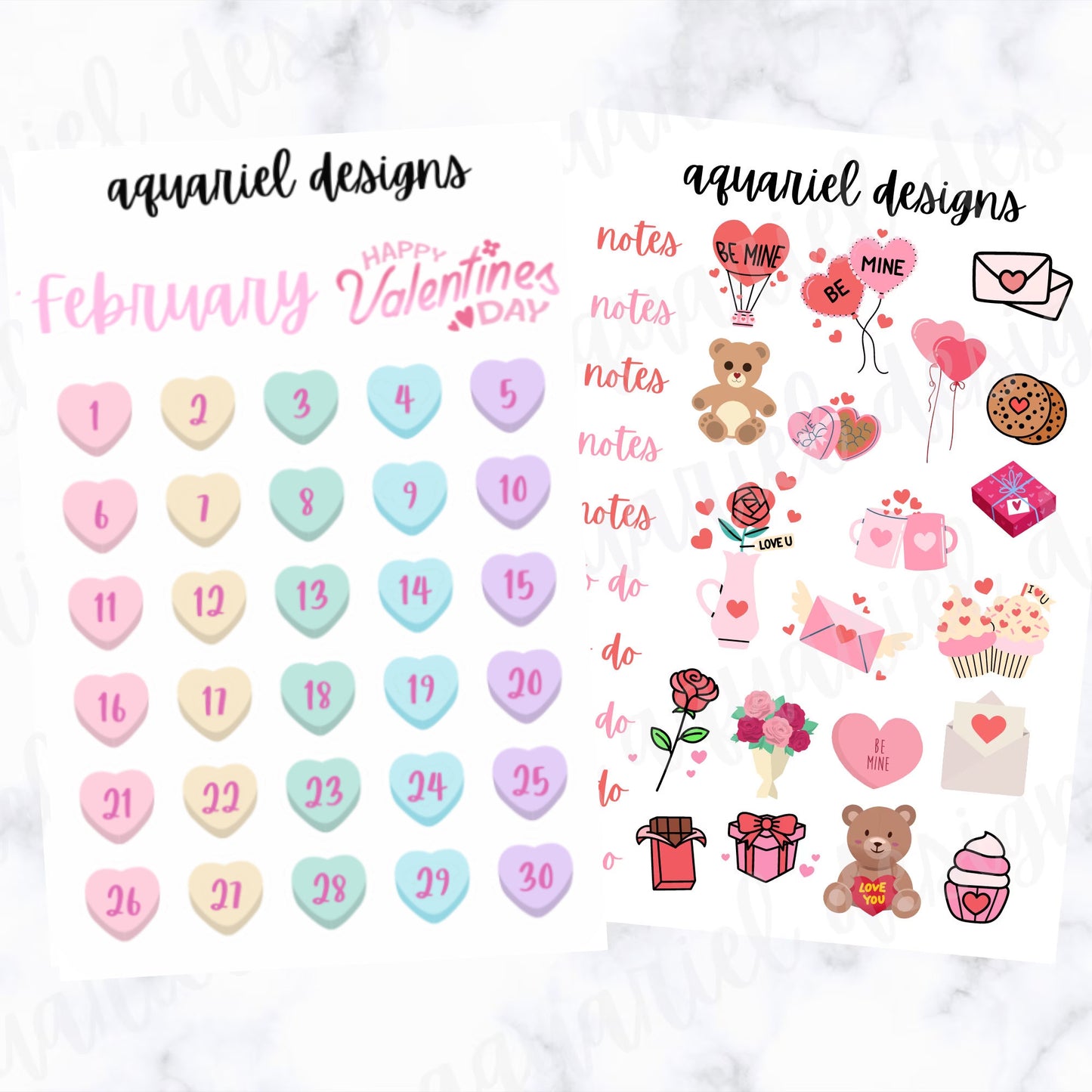 February Monthly Sticker Kit | Valentine's Day Themed Stickers | Set of 60+ Love Planner Stickers | Bullet Journal Stickers