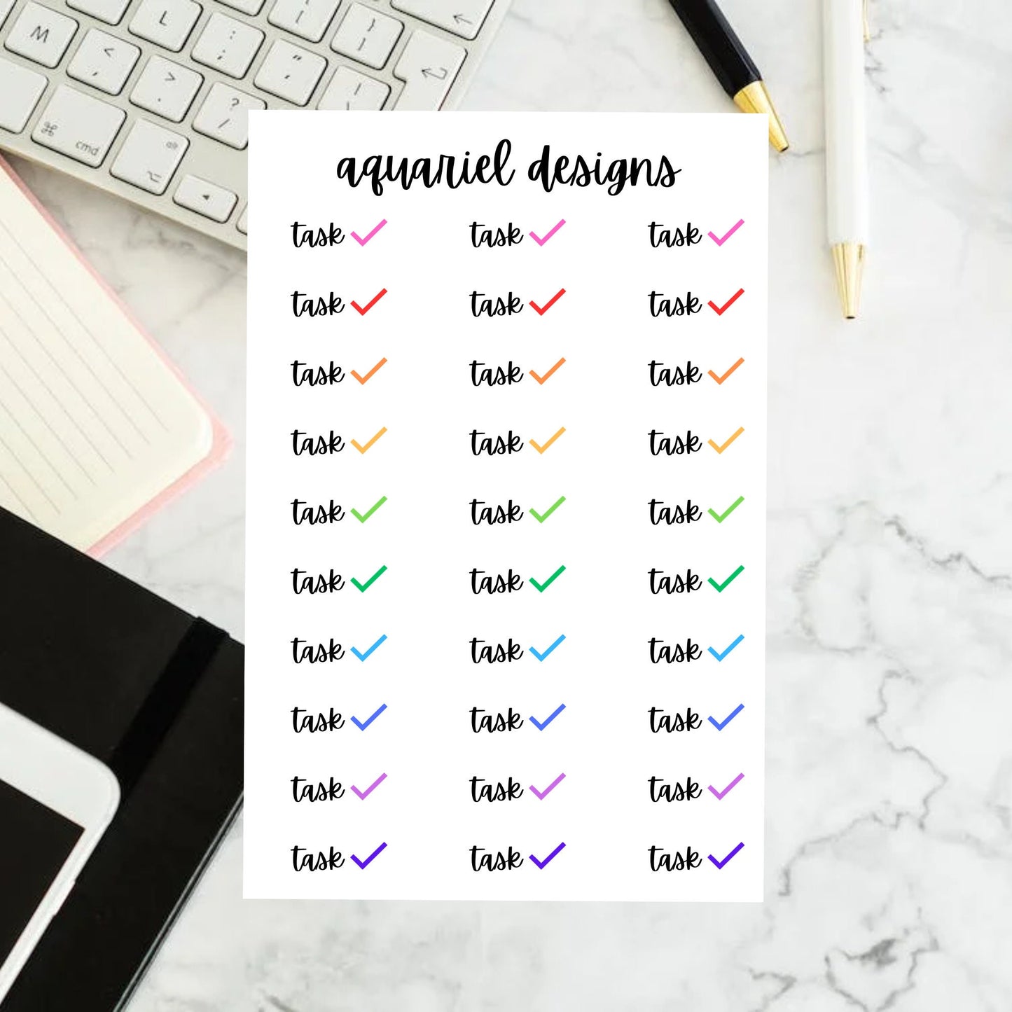 Task Stickers, 30 Task Reminder Stickers for Planners, Calendars, Bullet Journals, etc.