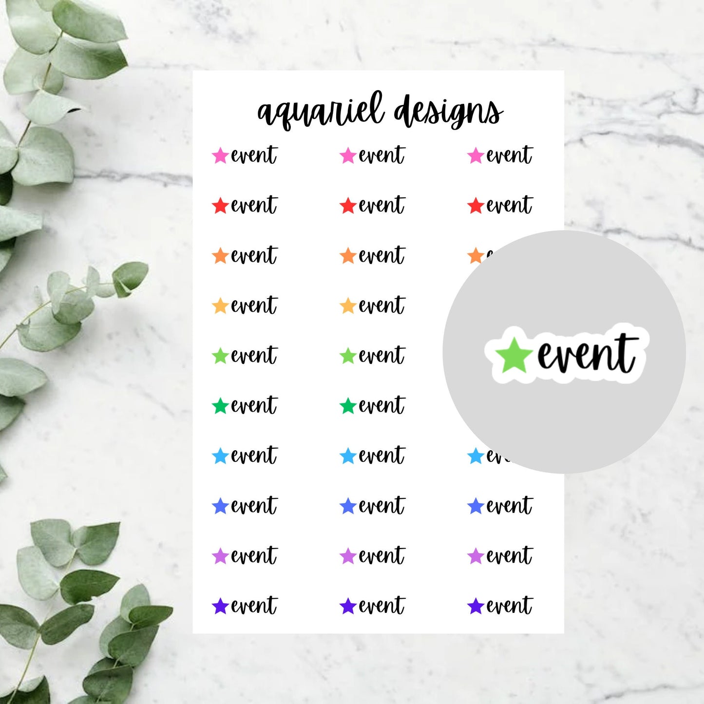 Event Stickers, 30 Event Reminder Stickers for Planners, Calendars, Bullet Journals, etc.