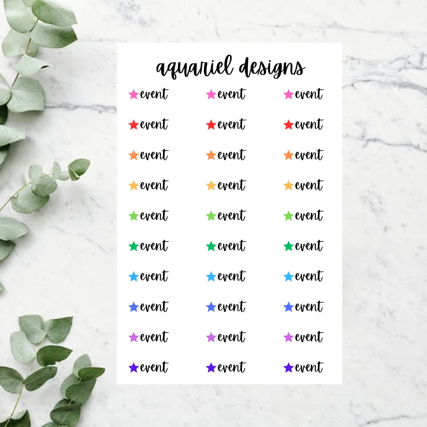 Event Stickers, 30 Event Reminder Stickers for Planners, Calendars, Bullet Journals, etc.