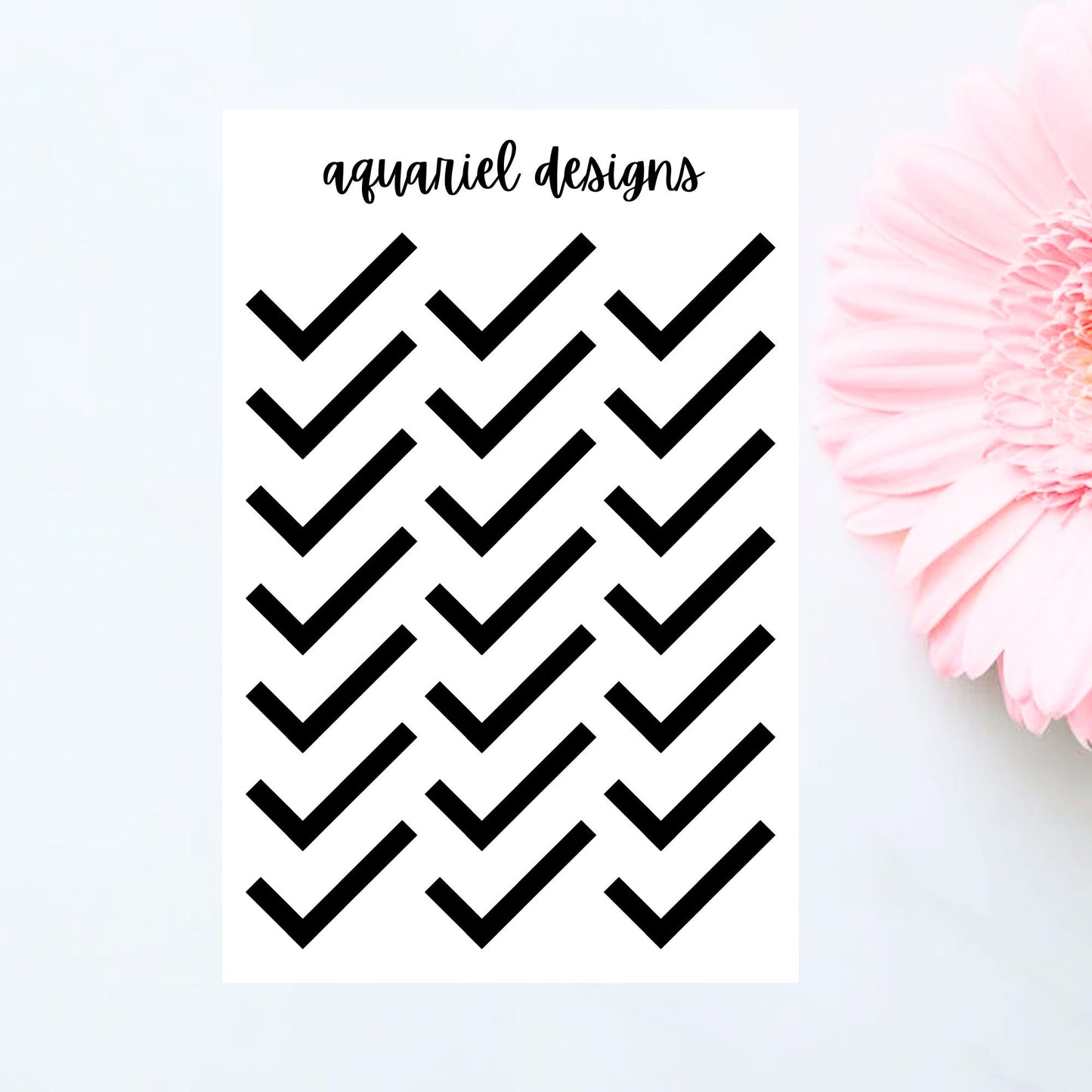 Checkmark (1 inch) Stickers, 21 Black Checkmark Stickers for Planners, Calendars, Bullet Journals, etc.