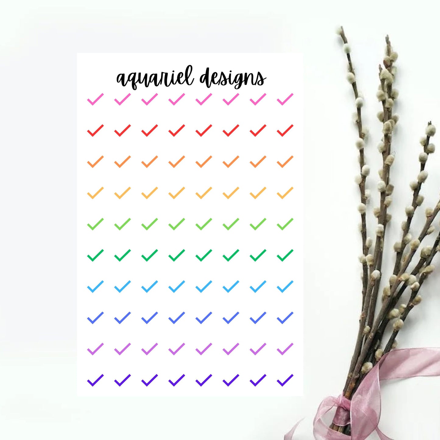 Mini Checkmark Stickers, 80 Rainbow Checkmark Stickers for Planners, Calendars, Bullet Journals, etc.