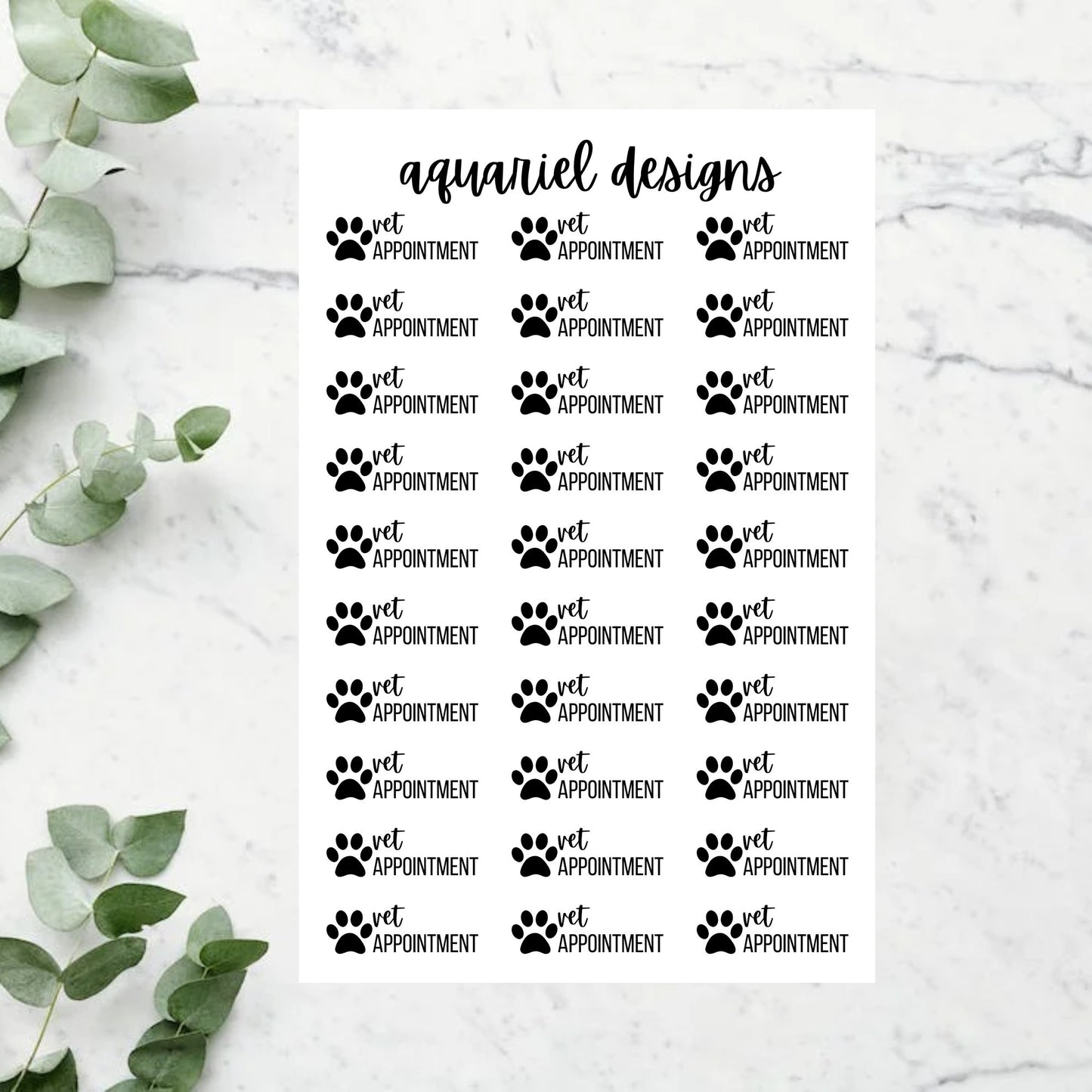 Vet Appointment Stickers | Set of 30 Rainbow or Black Vet Appointment Reminder Planner Stickers | Bullet Journal Stickers