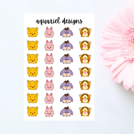 Disney Winnie the Pooh Tsum Tsum Stickers | Planner Stickers | Bullet Journal Stickers