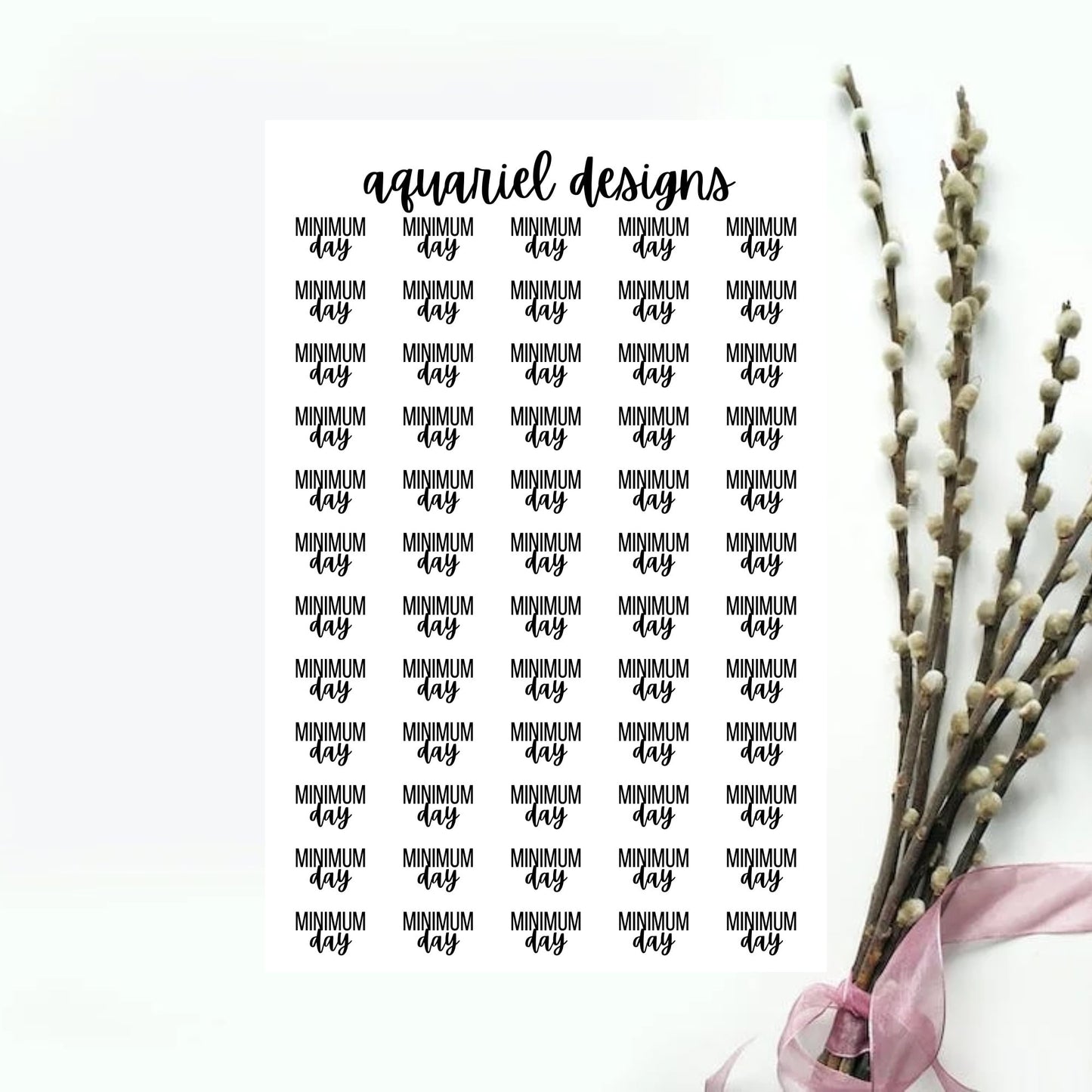 Minimum Day Stickers, Set of 60 Minimum Day Text Planner Stickers, Minimum Day Bullet Journal Stickers